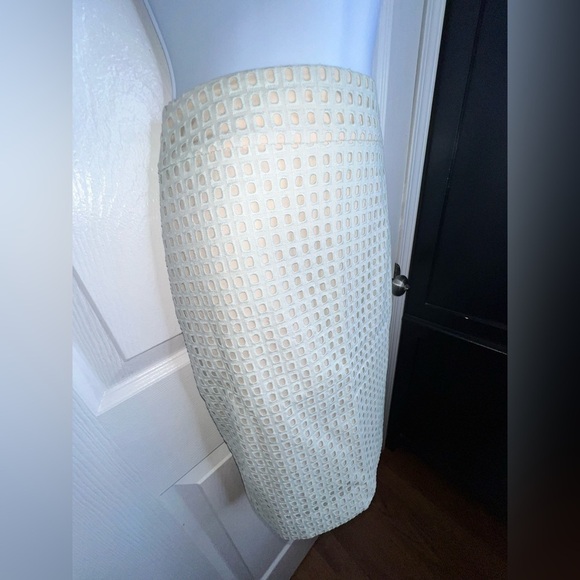 Ann Taylor Petites 2 Green Eyelet Straight Lined Pencil Skirt Suit Classic 2P - Picture 4 of 14